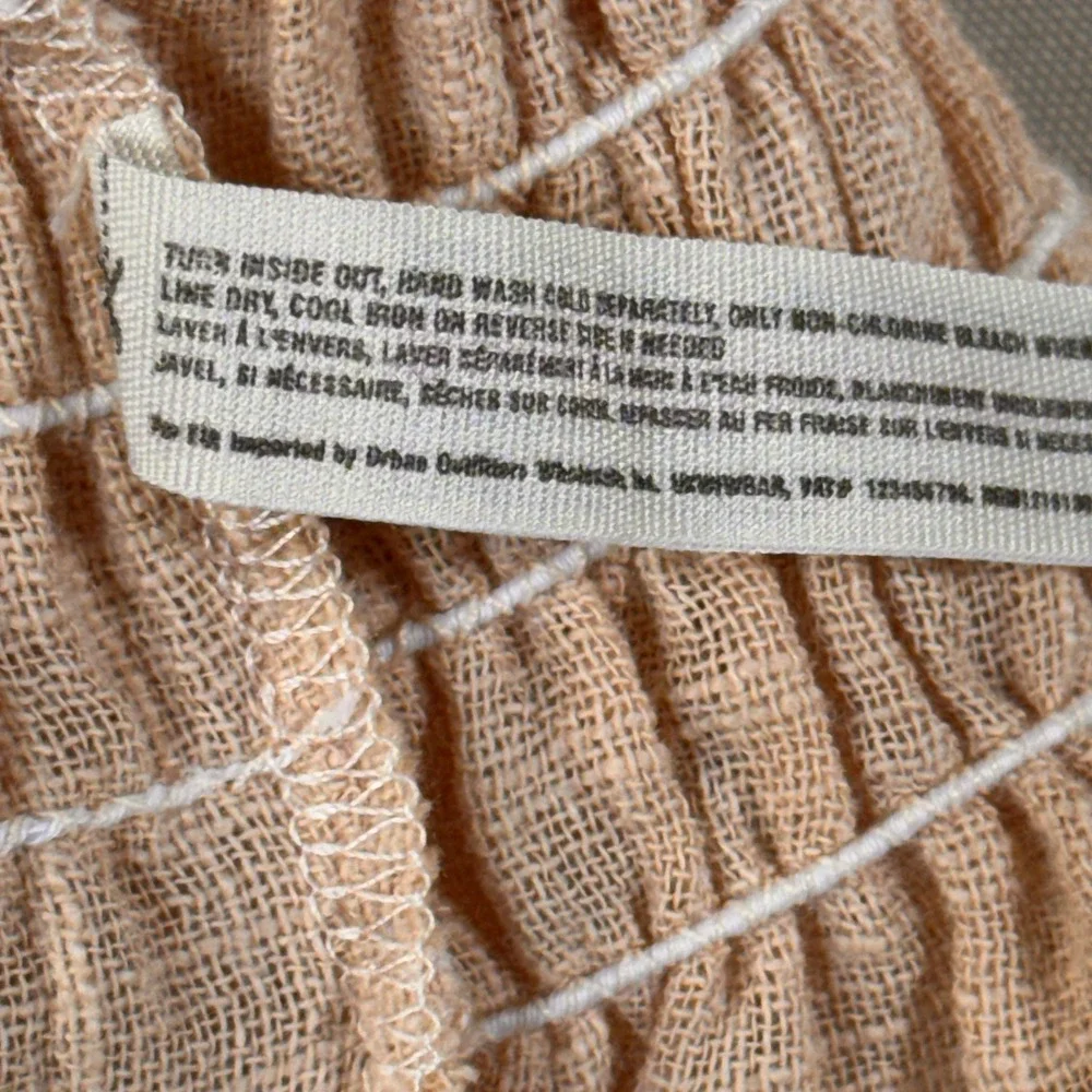 Intimately Free People Smocked Tube Top Lace Up Peach Ruffle Strapless Large EUC